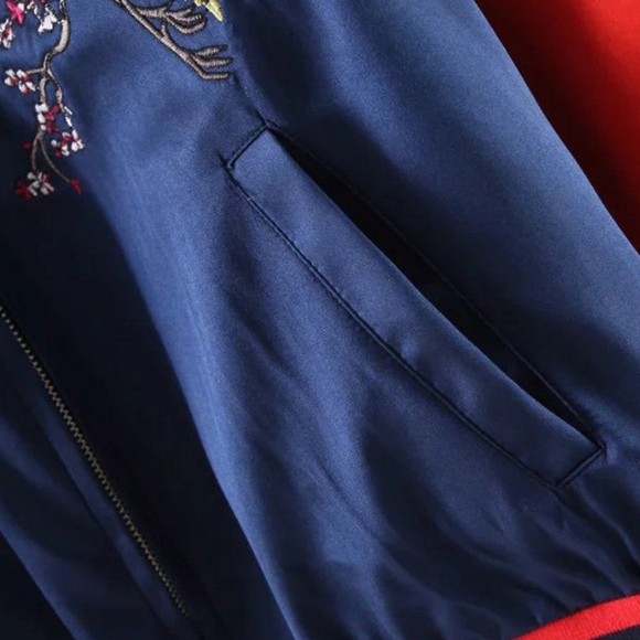 🎀NEW Unisex Satin Baseball Crane Embroidered  Streetwear Outerwear Jacket - Picture 8 of 14